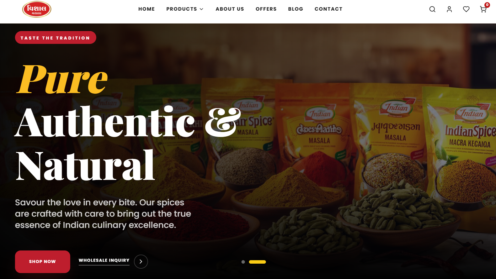 Vishal Masala e-commerce website